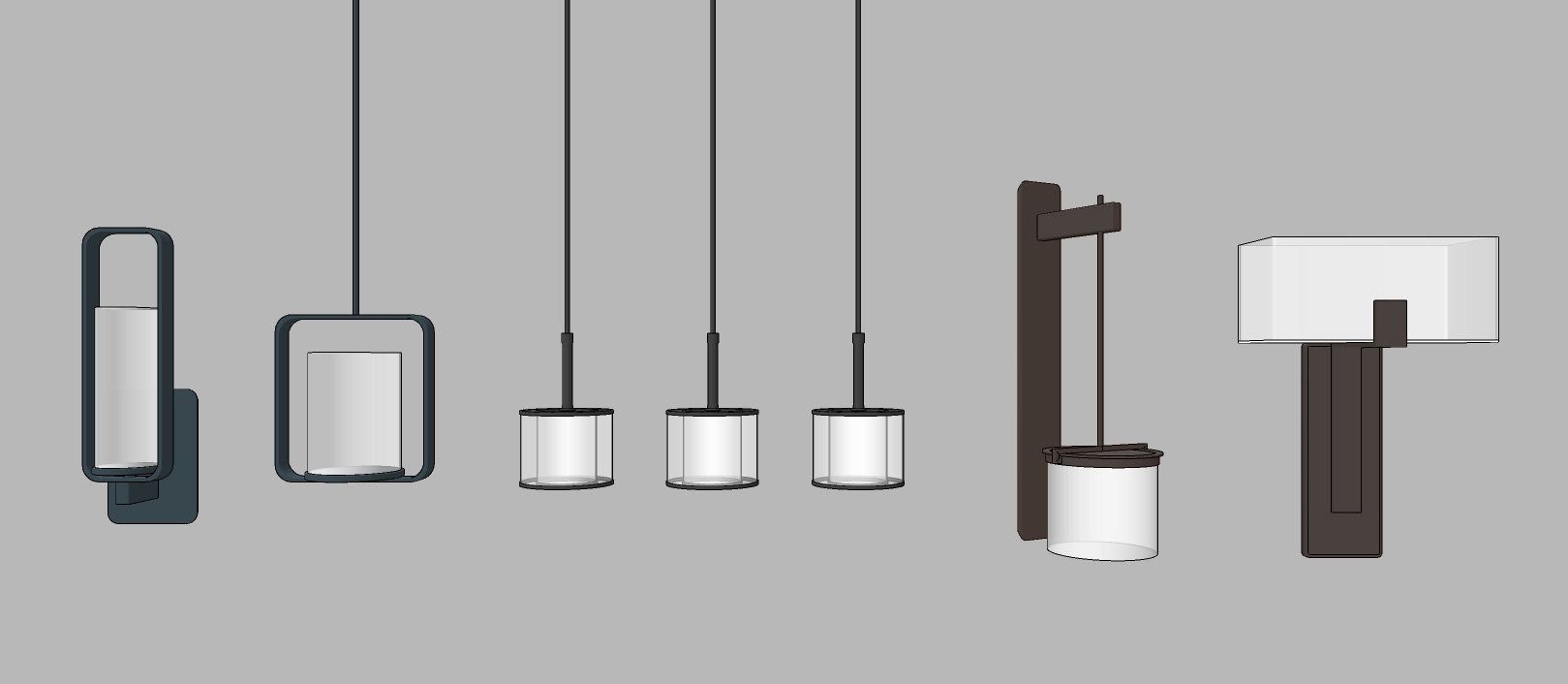 新中式灯具组合,金属吊灯,壁灯,吊灯su草图模型下载