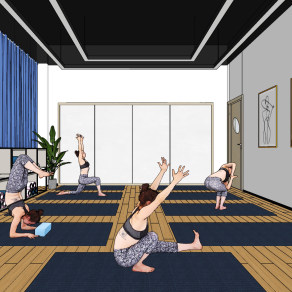 现代瑜伽房健身房su草图模型下载