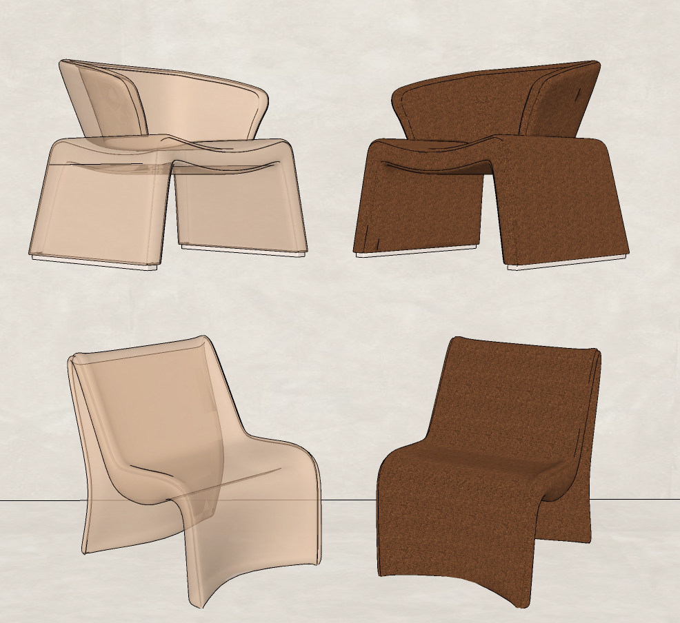现代亚克力透明休闲椅,su草图模型下载