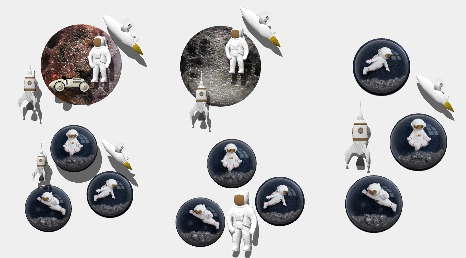 现代太空宇航员，宇航服，飞船墙饰挂件挂件su草图模型下载