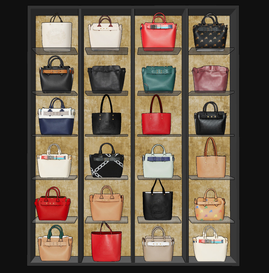 现代手提包，女包，展柜货架su草图模型下载