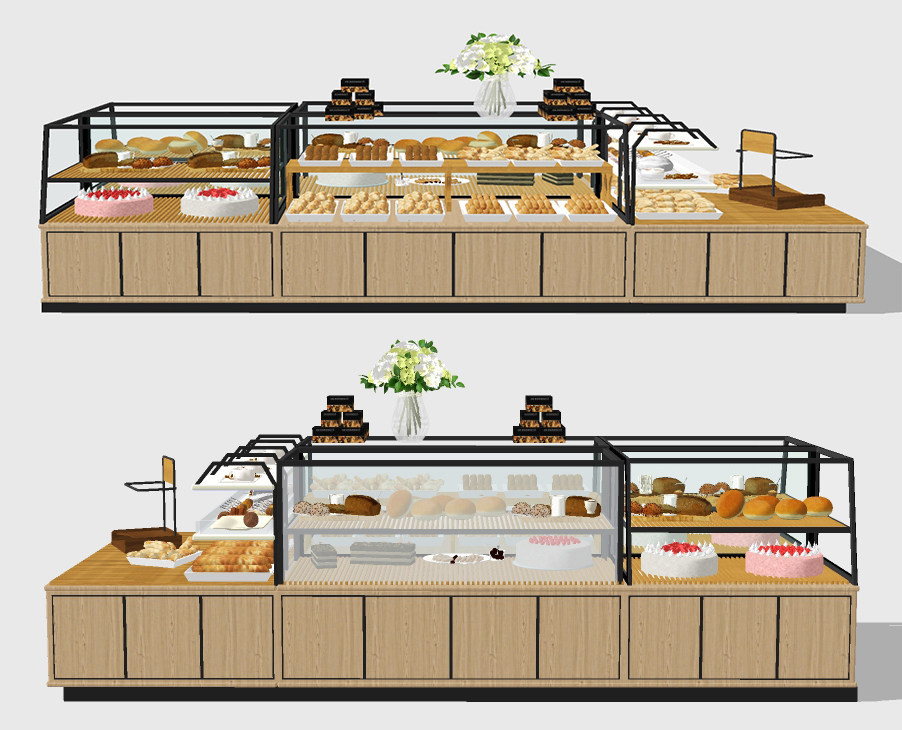 现代蛋糕展柜，货架，货柜su草图模型下载