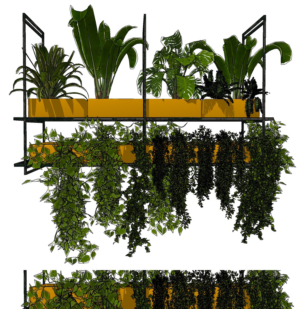 金属盒室内悬挂，吊装藤蔓植物 ,绿植su草图模型下载