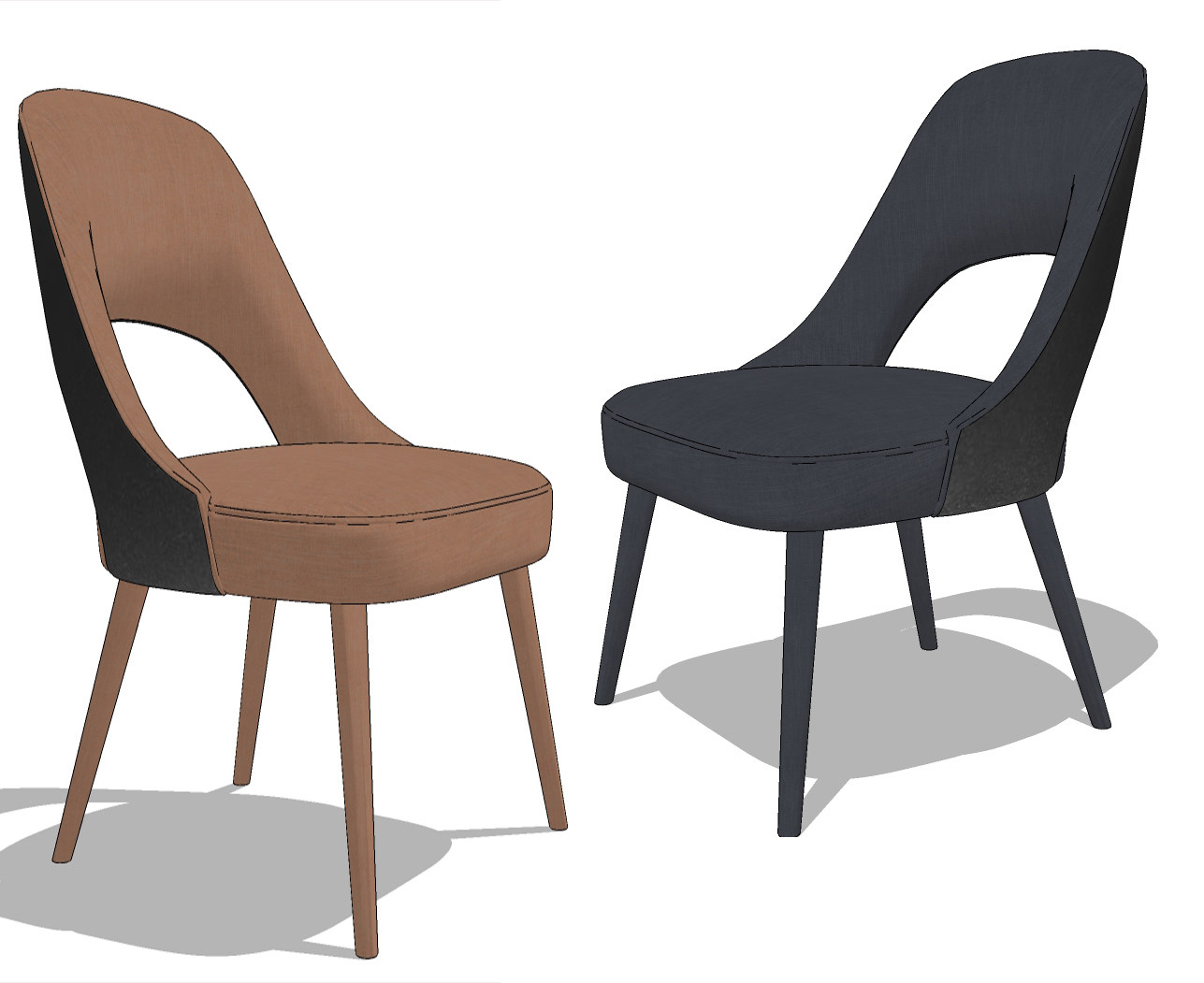 现代布艺餐椅,休闲椅su草图模型下载