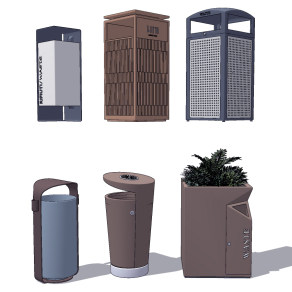 现代公共垃圾桶,垃圾箱su草图模型下载