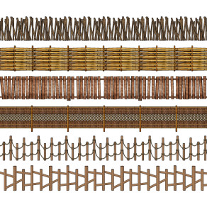自然风木篱笆围栏su草图模型下载