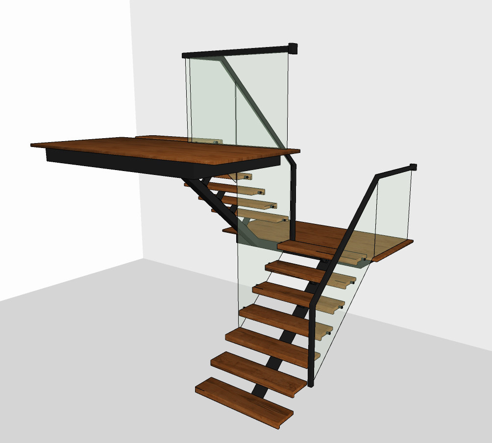 现代实木楼梯su草图模型下载