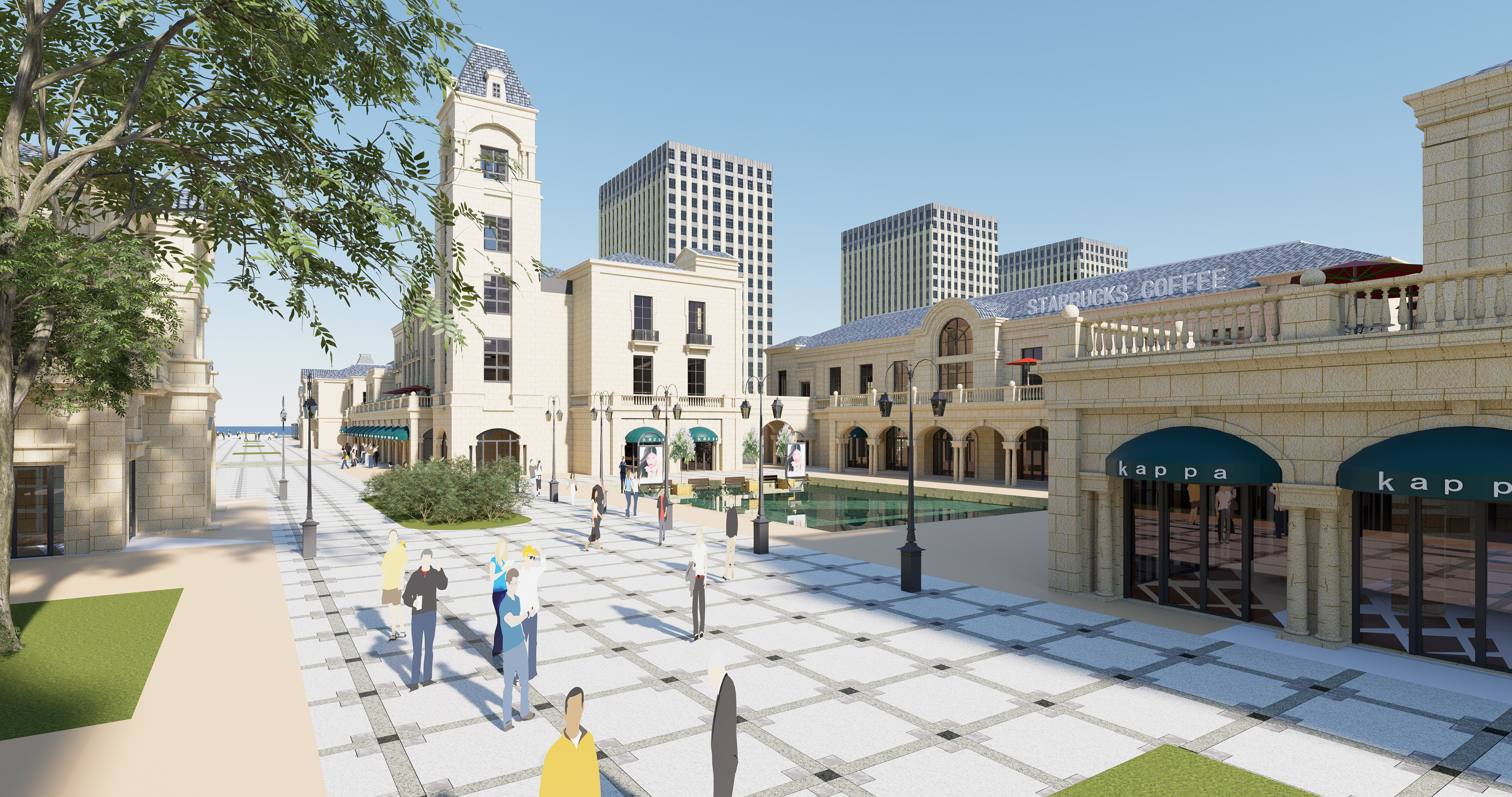 法式欧式建筑商业街 步行街 (1)su草图模型下载