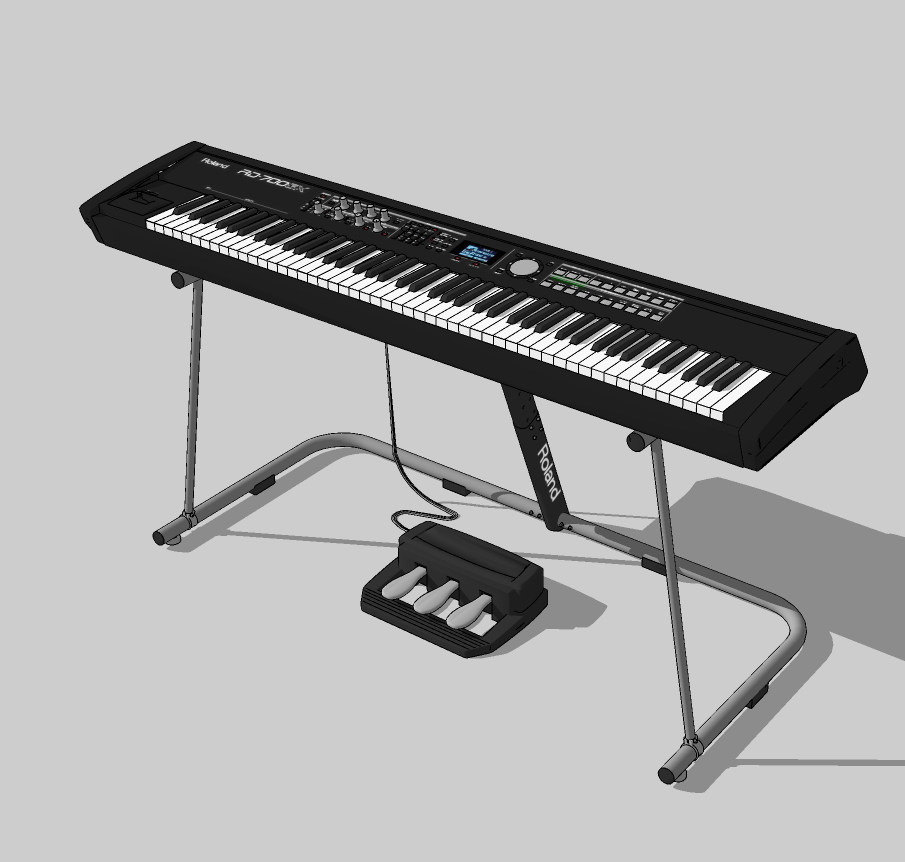 罗兰rd 700gxid,电子琴，乐器su草图模型下载