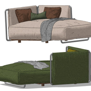 flexform 现代卧榻沙发凳,贵妃椅su草图模型下载