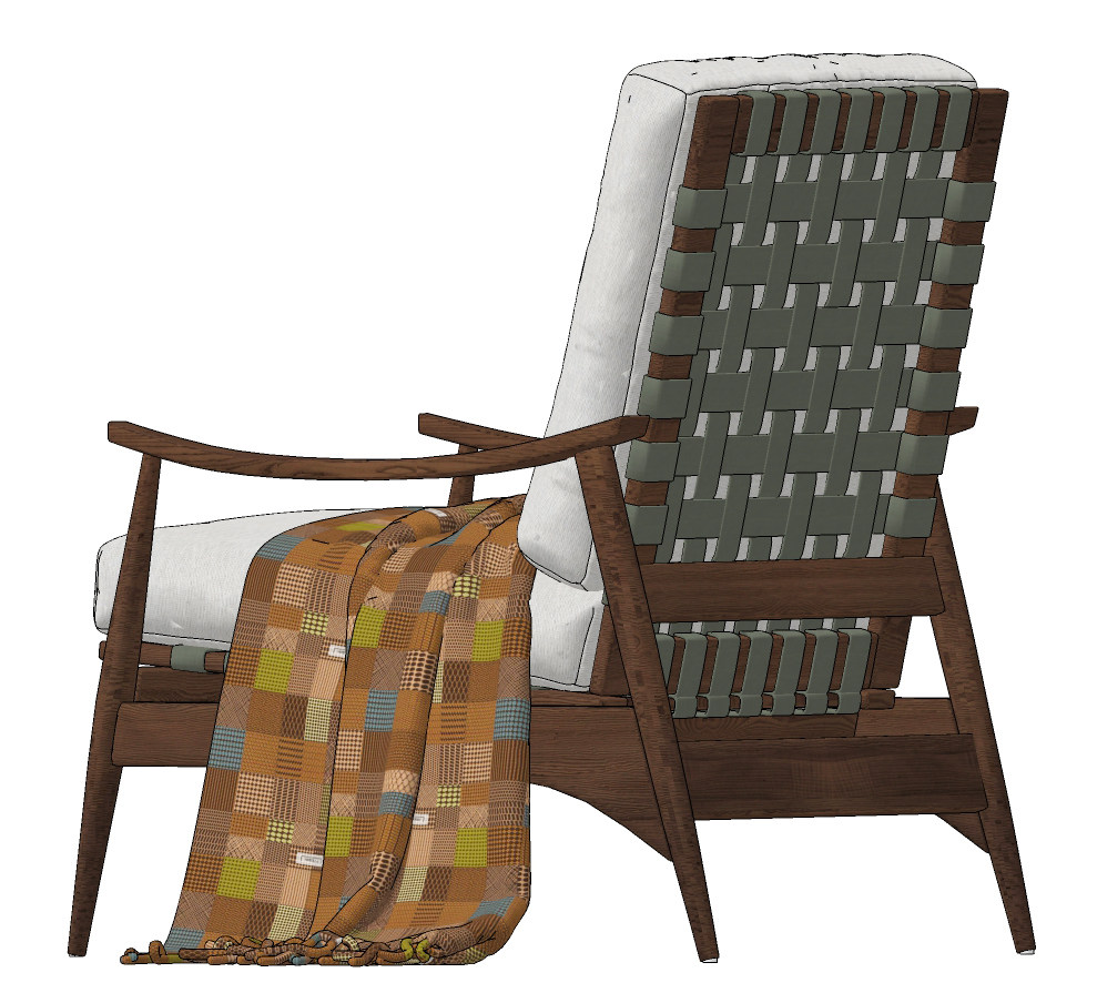 新中式休闲椅,su草图模型下载