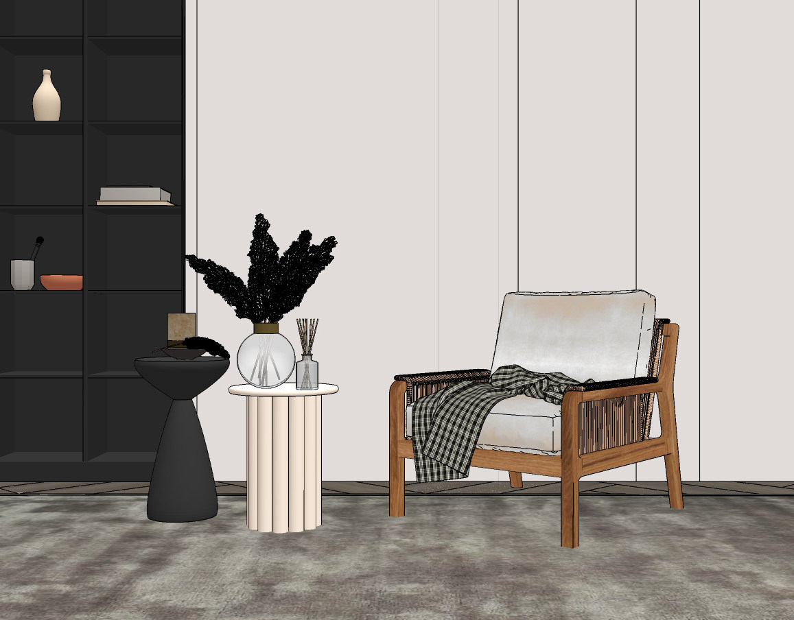 现代木质休闲椅,,su草图模型下载