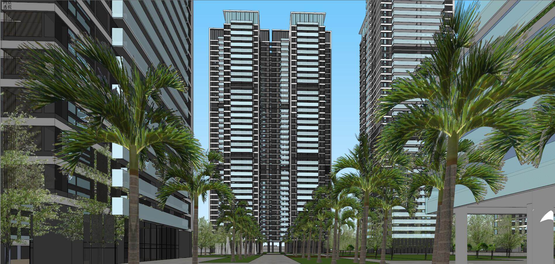 高层住宅+酒店公寓办公楼 总体模型
