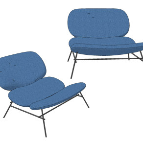 意大利 tacchini kellyl 现代躺椅,su草图模型下载