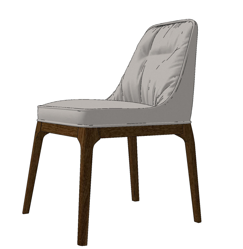 dantone home 现代布艺餐椅,椅子,单椅su草图模型下载