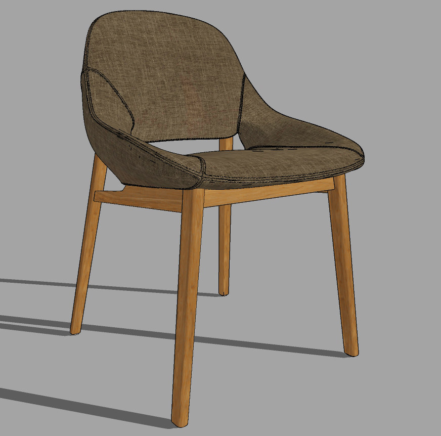现代布艺餐椅,休闲椅su草图模型下载
