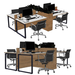 办公桌椅,工位组合,su草图模型下载