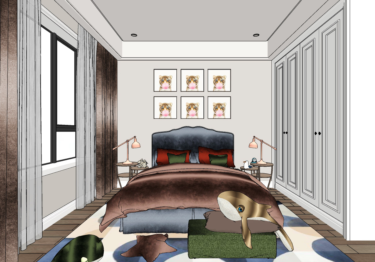 欧式儿童卧室,su草图模型下载