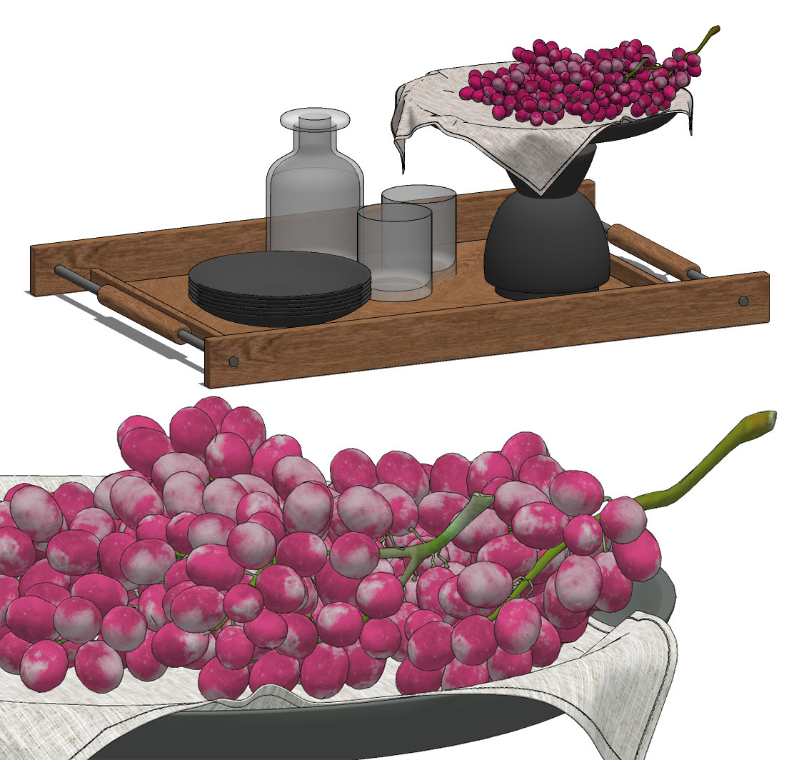 现代水果,葡萄,食物,su草图模型下载
