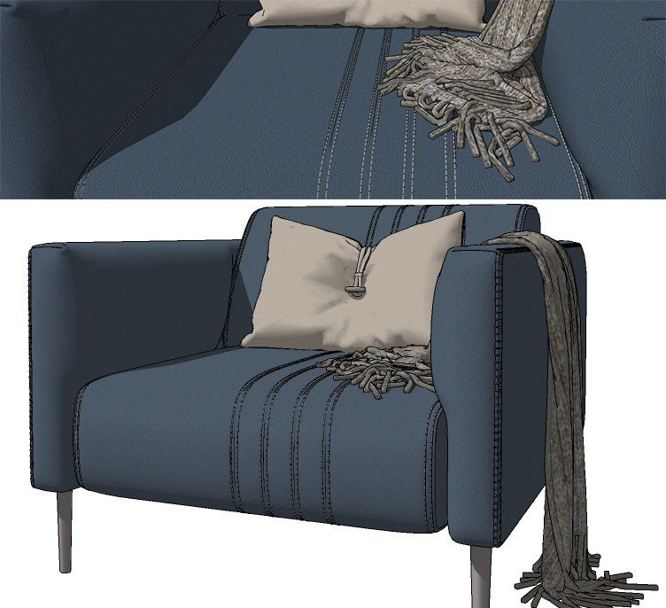 扶手椅‘’休闲椅su草图模型下载