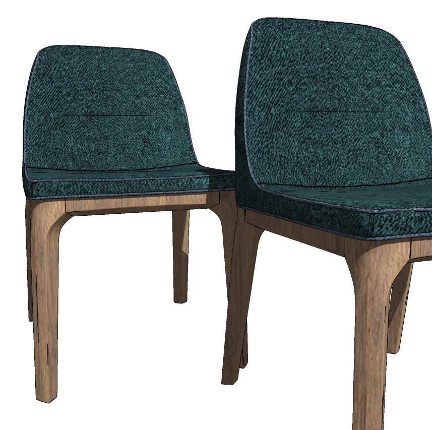 tonin casa 现代实木布艺餐椅su草图模型下载