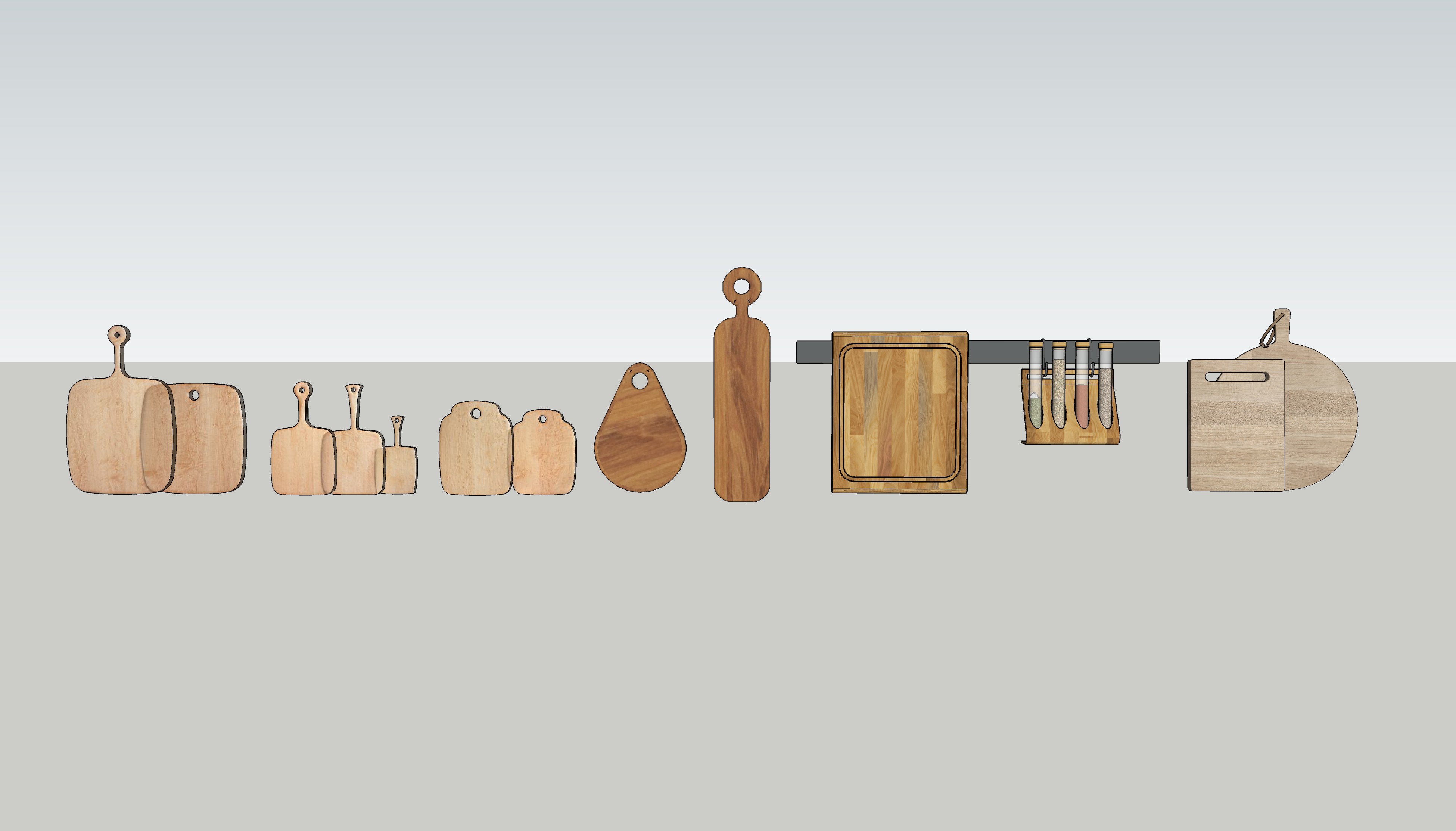 厨房，厨具，砧板，菜板 (2)su草图模型下载