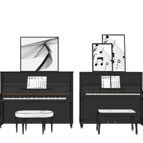 现代美式钢琴,su草图模型下载