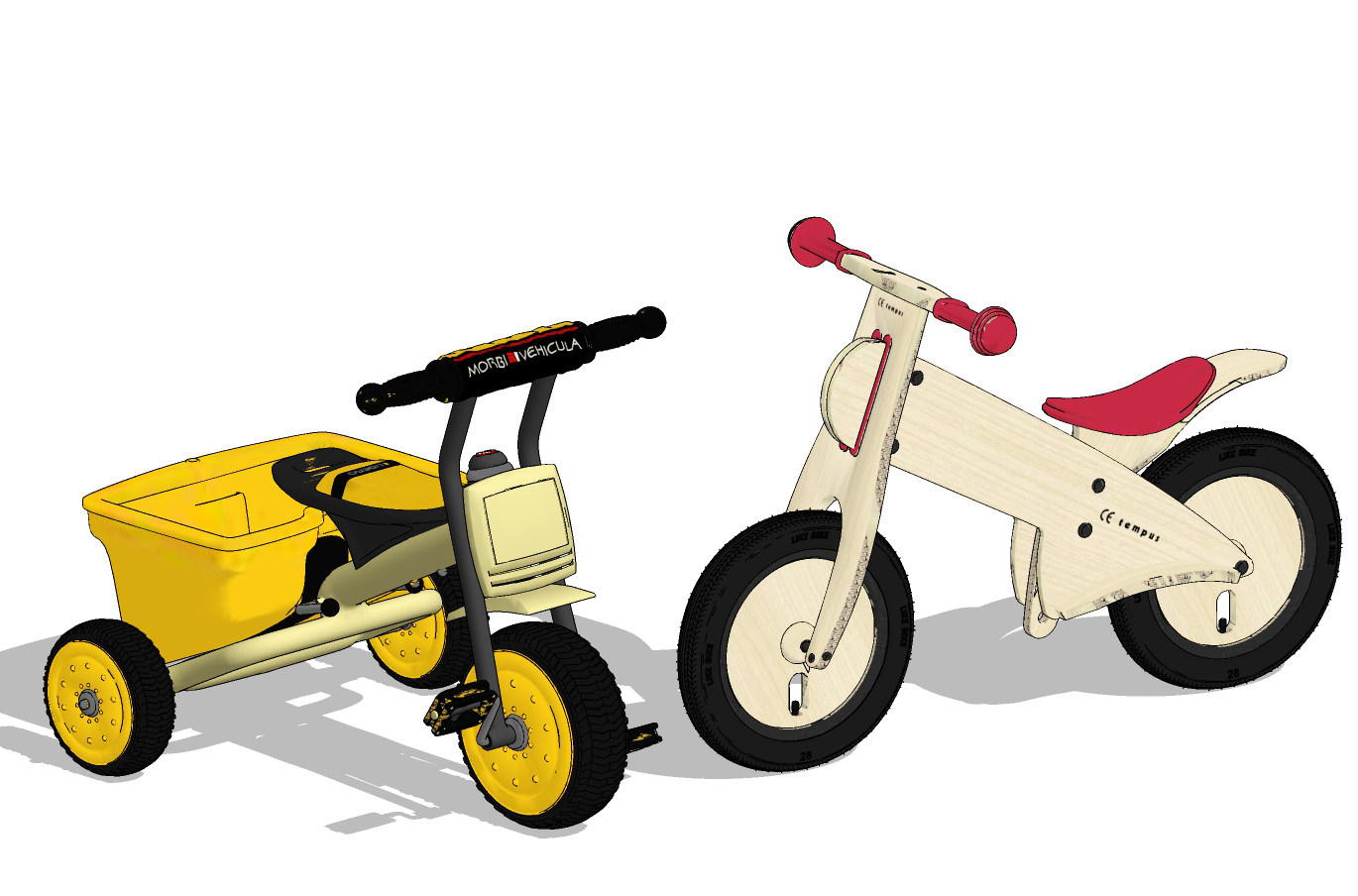 儿童玩具自行车su草图模型下载
