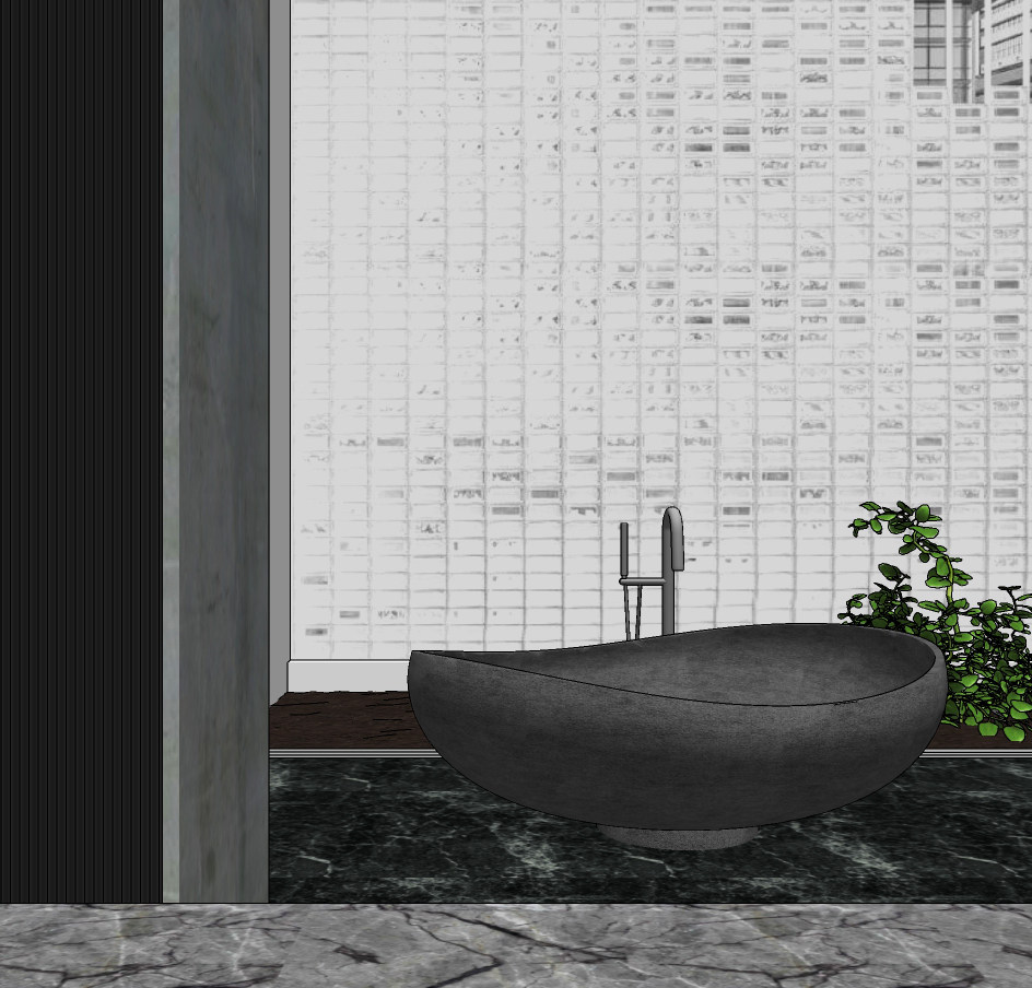 现代卫生间浴缸,su草图模型下载