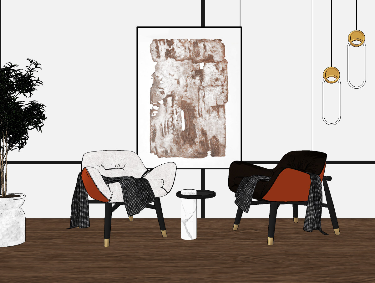 现代单椅,休闲椅,椅子 su草图模型下载