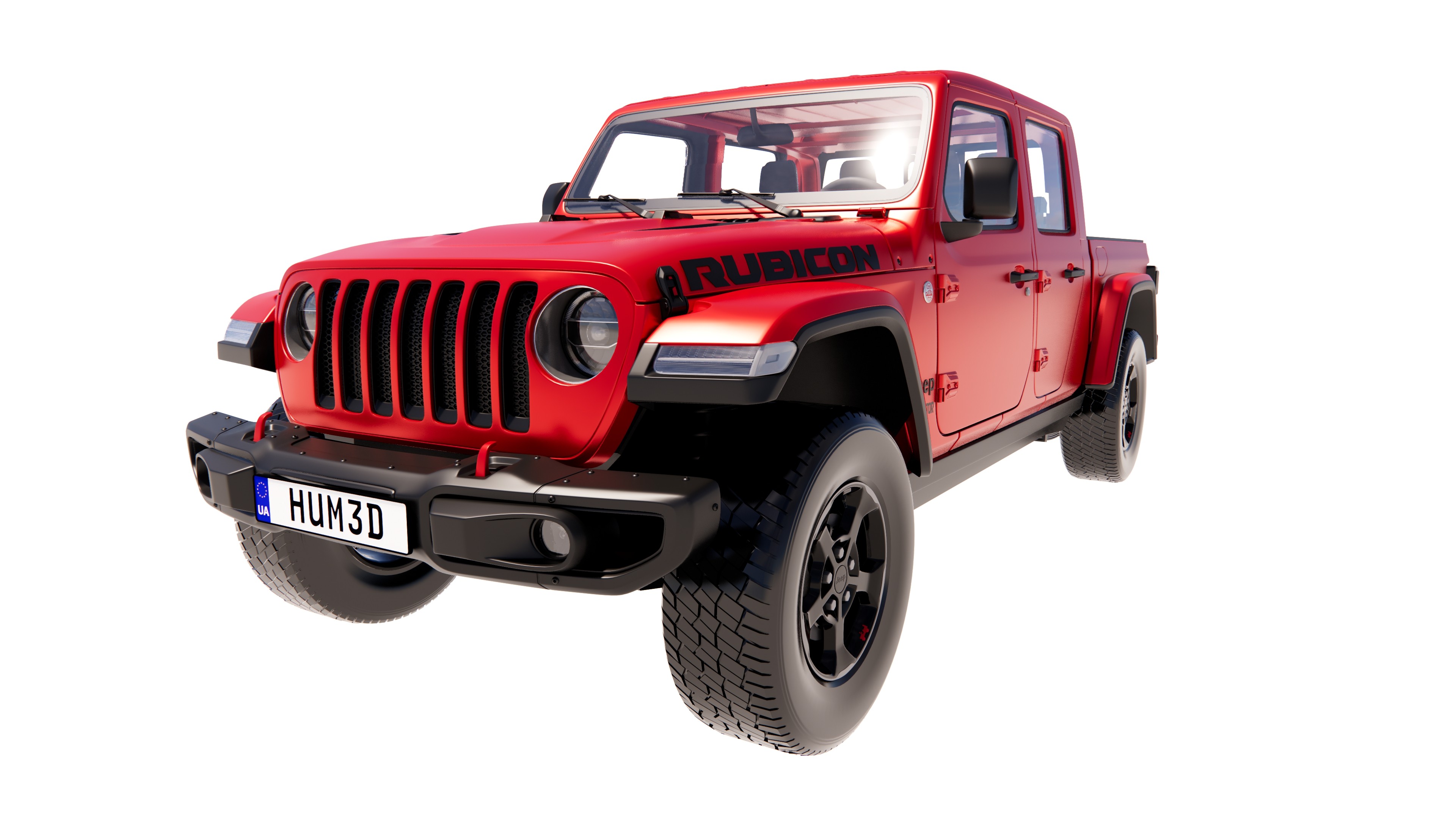 106现代红色皮卡jeep牧马人汽车su草图模型下载