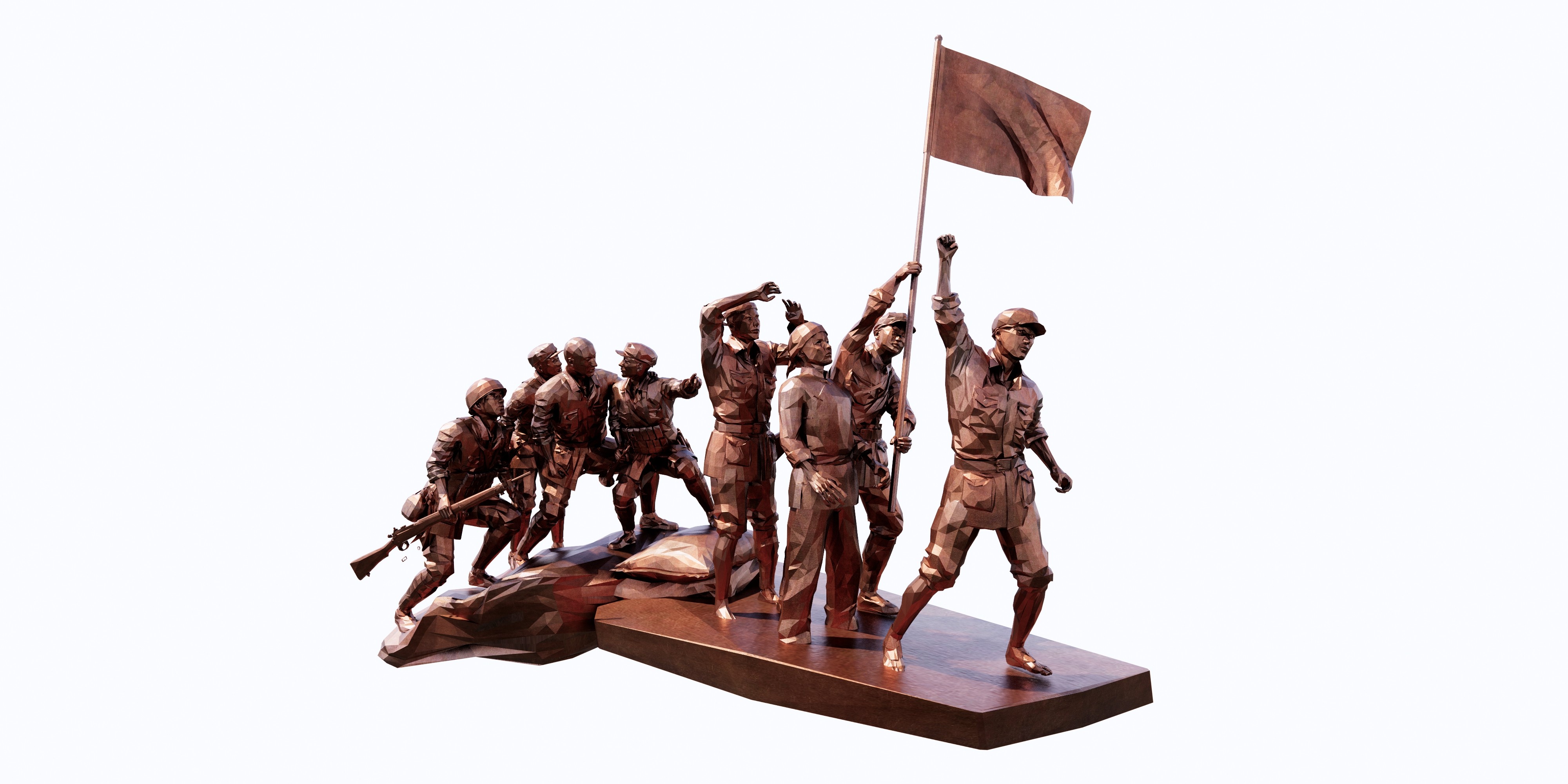 11革命红军长征抗战人物博物馆展厅雕塑su草图模型下载