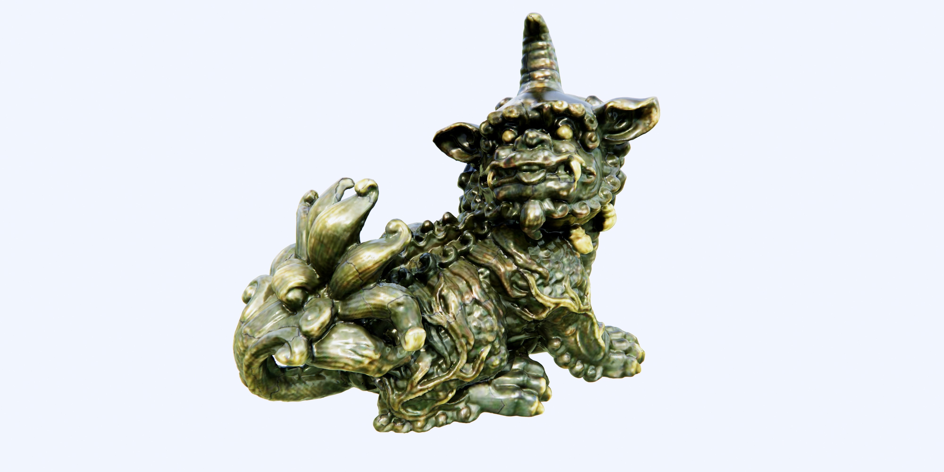 中式古典祥怪兽麒麟雕塑su草图模型下载
