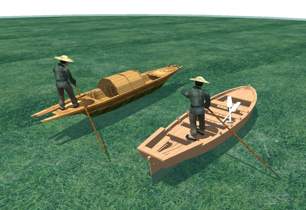 13中式木船，小木船su草图模型下载