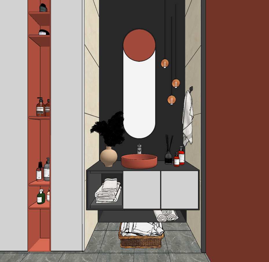 现代卫生间,卫浴柜su草图模型下载