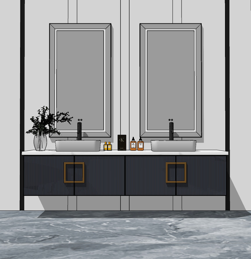 新中式浴室柜,su草图模型下载