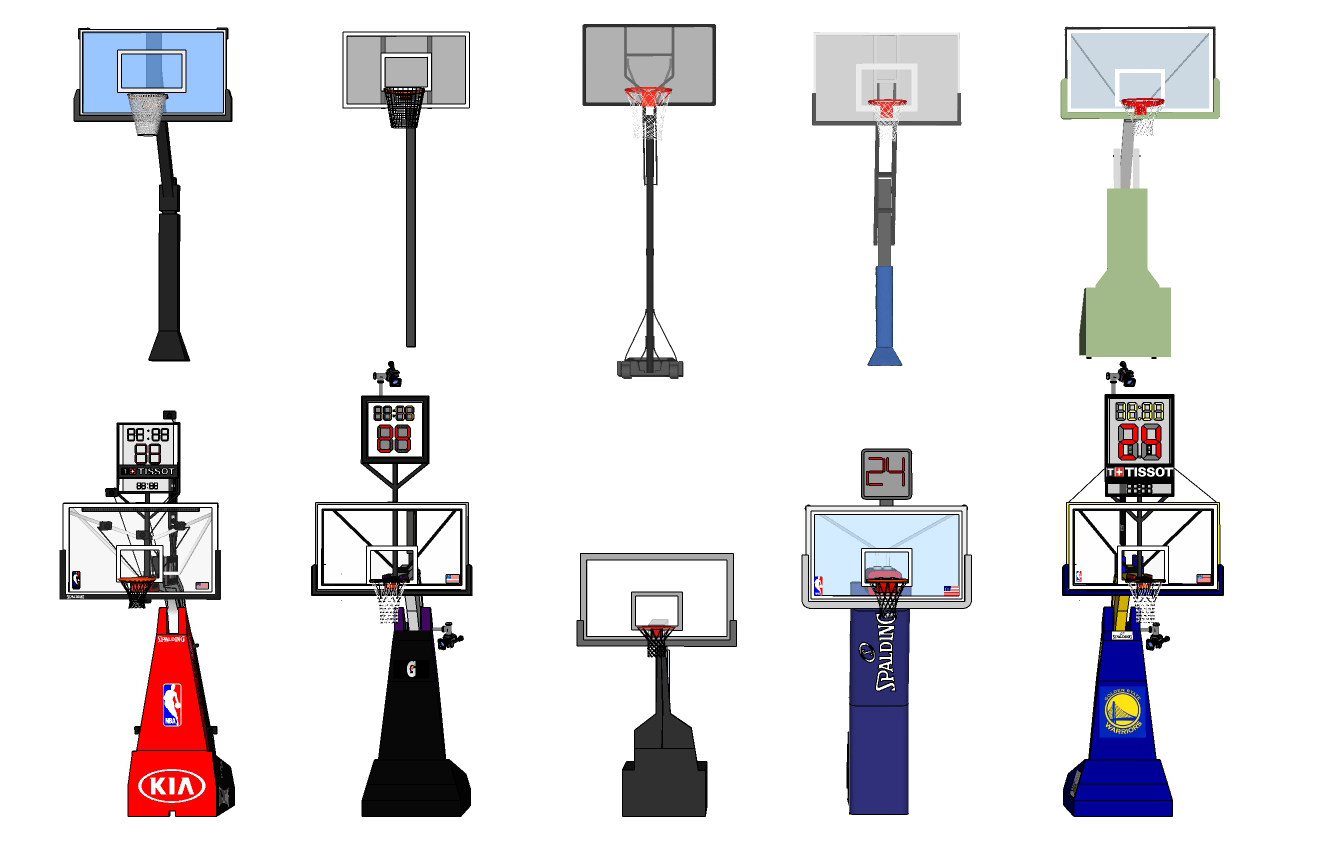 现代篮球架，篮球框su草图模型下载