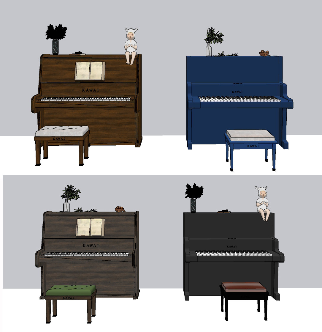 现代钢琴,乐器su草图模型下载