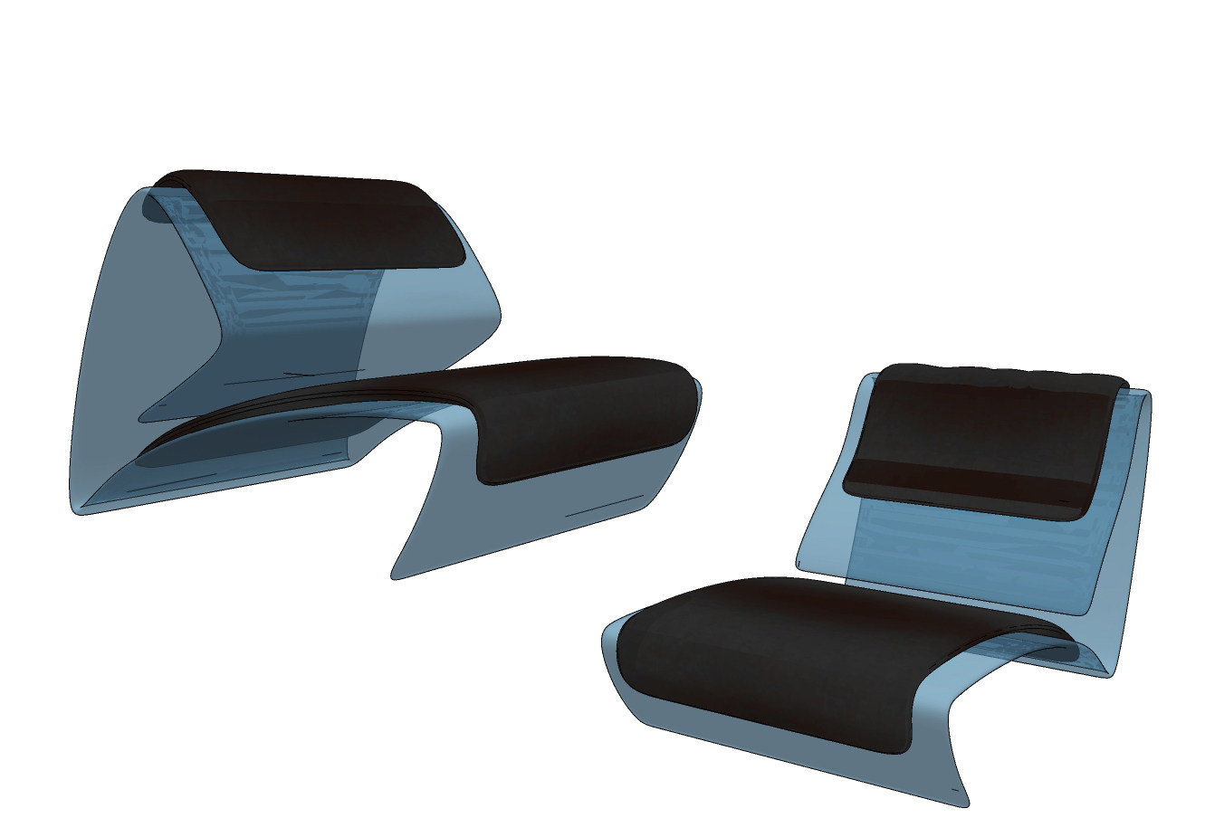现代休闲椅组合,异形休闲座椅,su草图模型下载