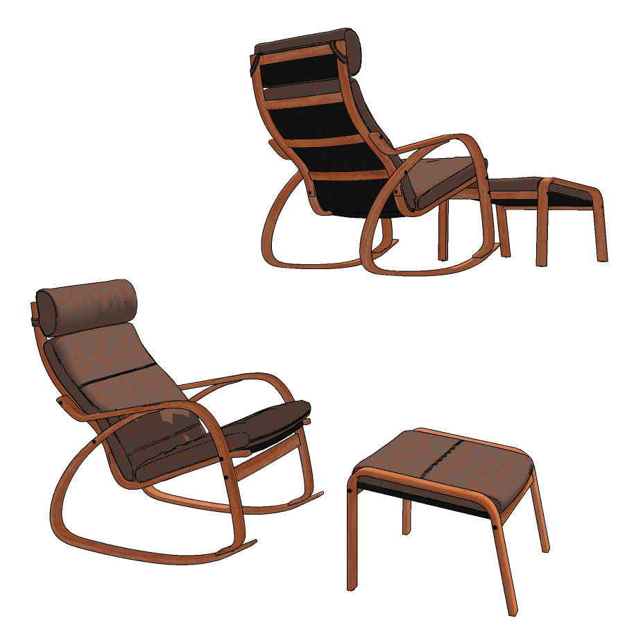 现代躺椅,休闲椅,椅子,脚踏 (2)su草图模型下载