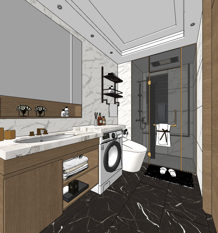 现代卫生间浴室,su草图模型下载
