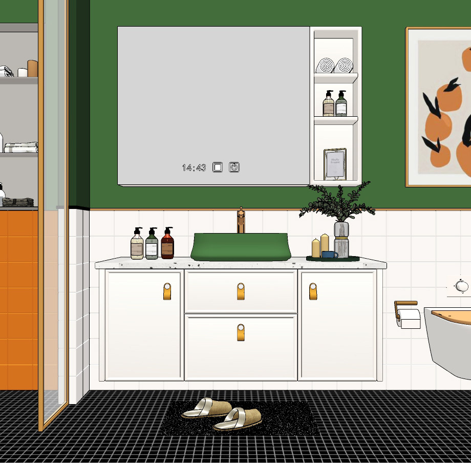 北欧浴室柜组合,卫浴柜地毯拖鞋 (3)su草图模型下载