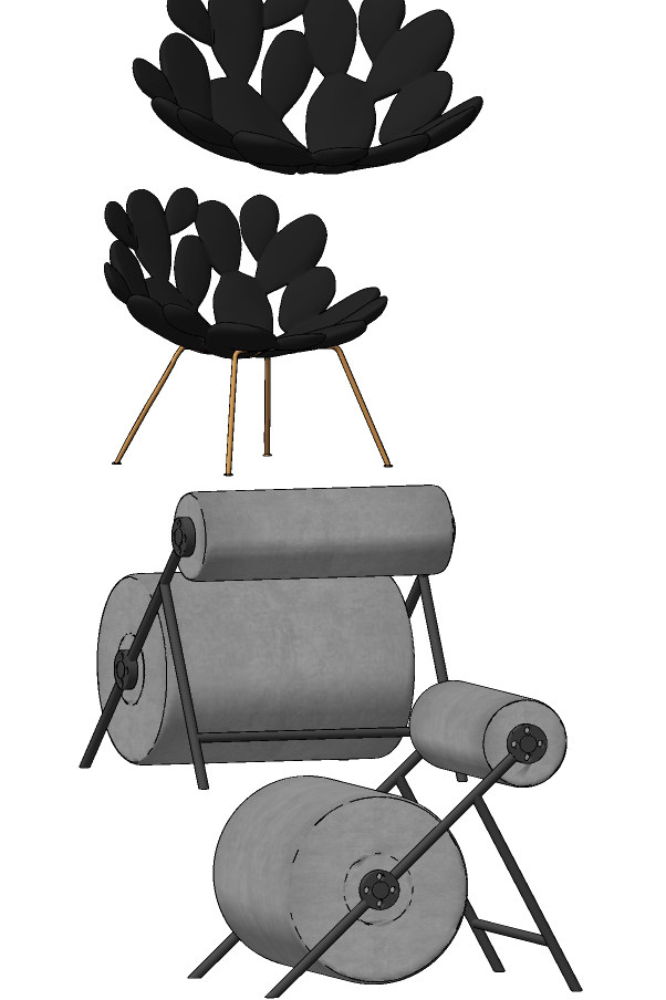 现代异形单人椅su草图模型下载