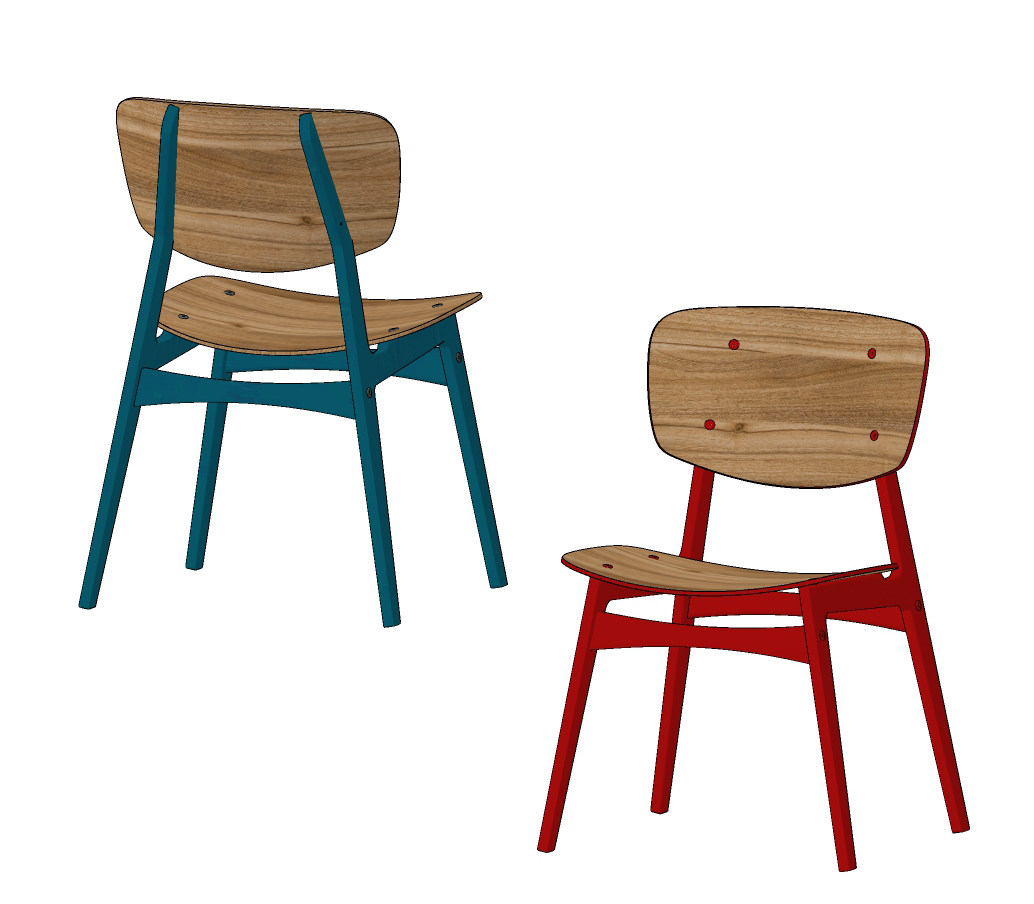 北欧木质单椅,椅子,餐椅su草图模型下载