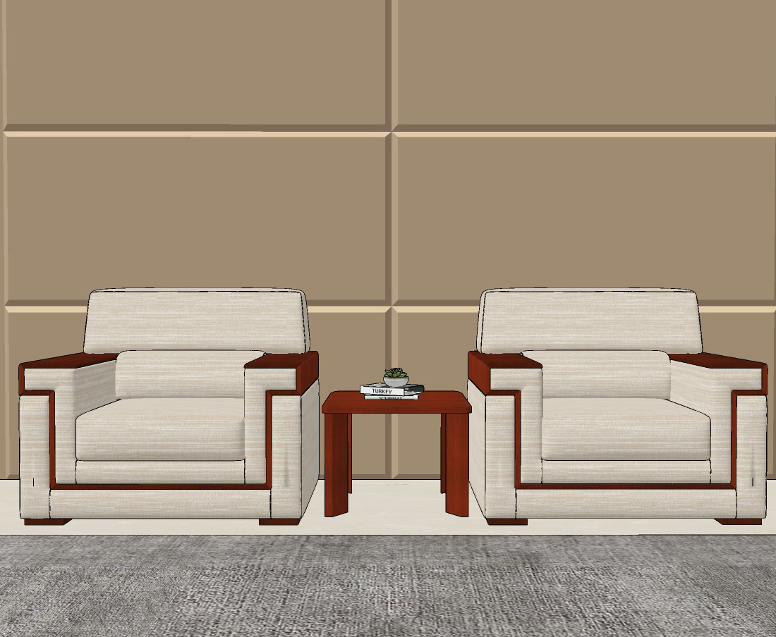 新中式贵宾接待专用沙发su草图模型下载