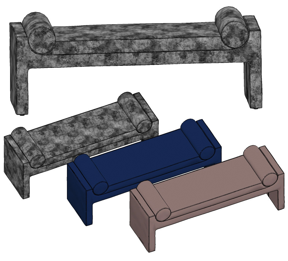 后现代床尾凳,沙发凳,脚踏,su草图模型下载