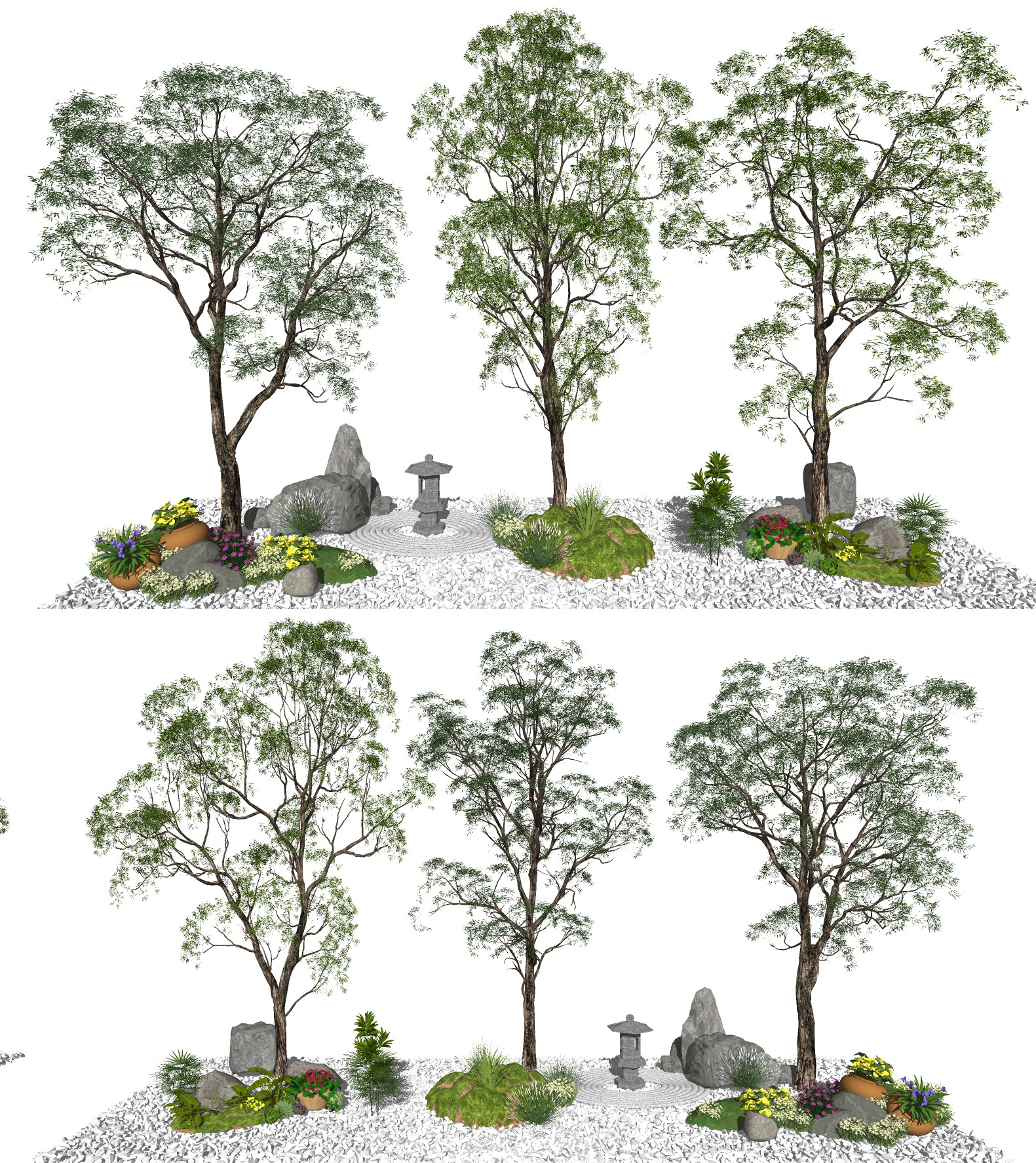 现代树木景观，树绿植su草图模型下载