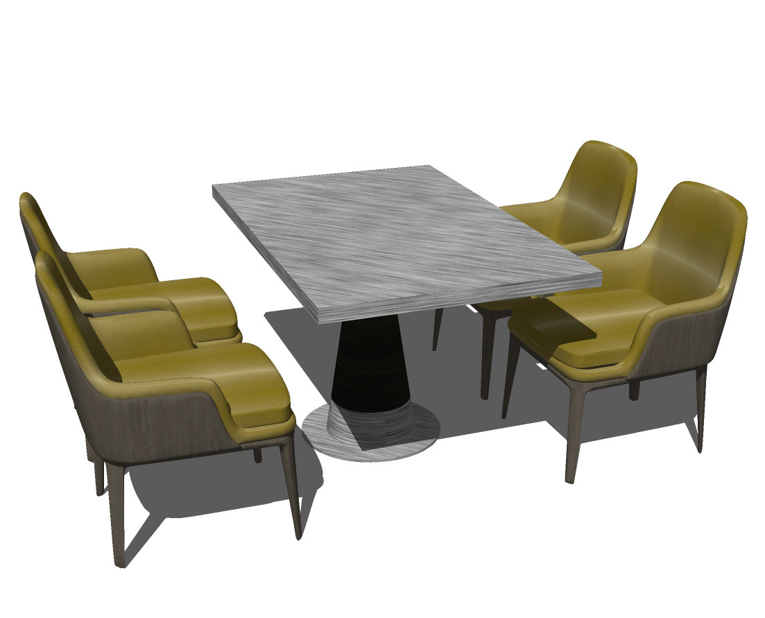 现代餐馆餐桌椅su草图模型下载