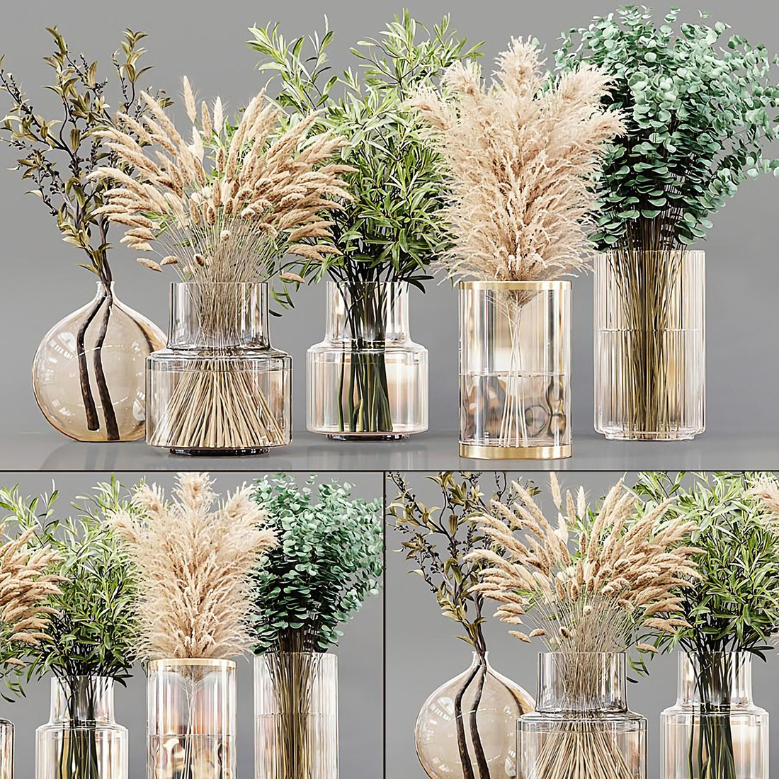 10现代玻璃花瓶 花艺 盆栽 su草图模型下载