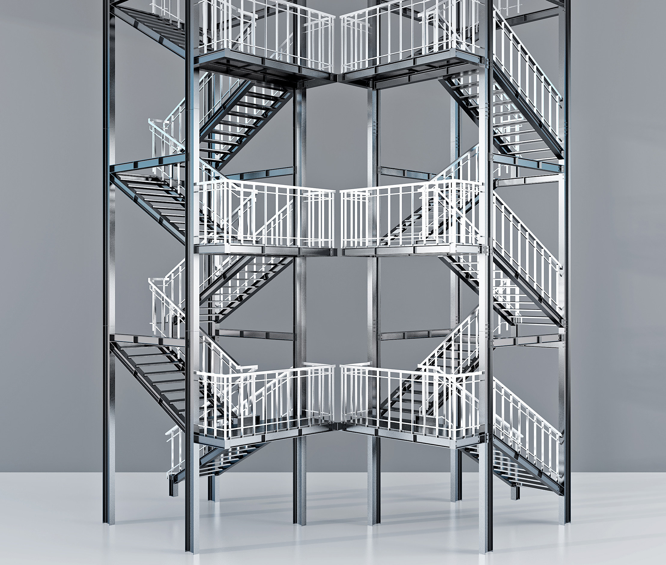 现代金属钢架楼梯,su草图模型下载